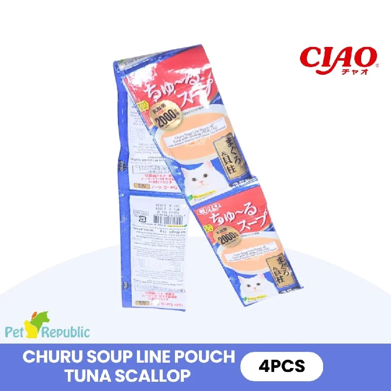 CIAO TCR142 Makanan Kucing Soup Probiotic Tuna Scallop 4pcs