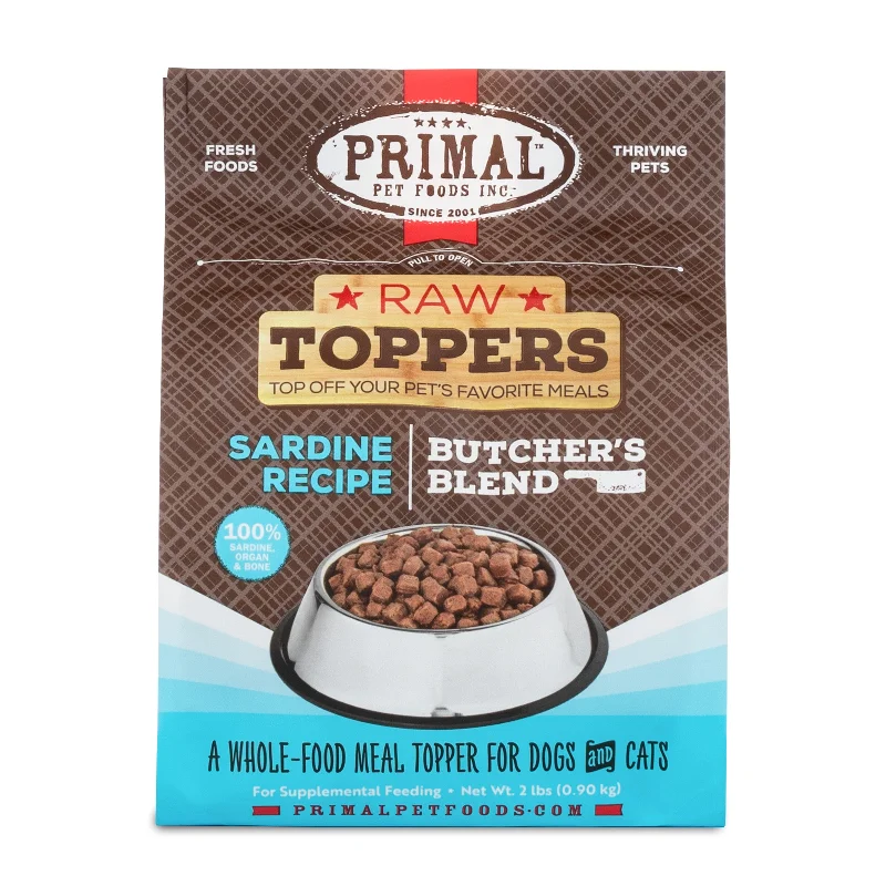 Primal Pet Foods Raw Toppers Butcher's Blend Sardine Dog & Cat Food Topper, 2-lb