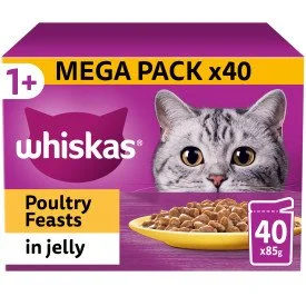 Whiskas Pouch 1+ Poultry Favourites in Jelly 40 x 85g MEGA Pack