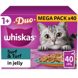 Whiskas Pouch 1+ Duo Surf & Turf in Jelly 40 x 85g MEGA Pack