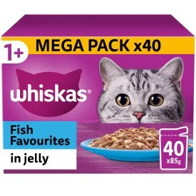 Whiskas Pouch 1+ Fish Favourites in Jelly 40 x 85g MEGA Pack