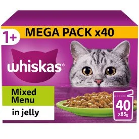 Whiskas Pouch 1+ Mixed Menu in Jelly 40 x 85g MEGA Pack