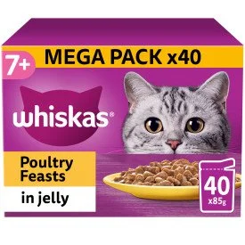 Whiskas Pouch 7+ Poultry Feasts in Jelly 40 x 85g MEGA Pack