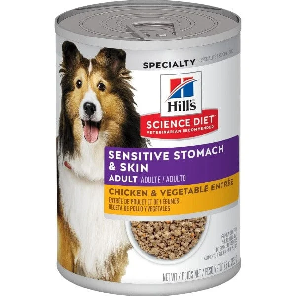 Science Diet Sensitive Skin & Stomach Chicken & Vegetables Entree Adult Canned Dog Food, 12.8oz