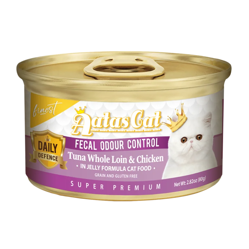 Aatas Cat Finest Daily Defence Fecal Odour Control - Tuna Whole Loin & Chicken in Jelly Formula 80g