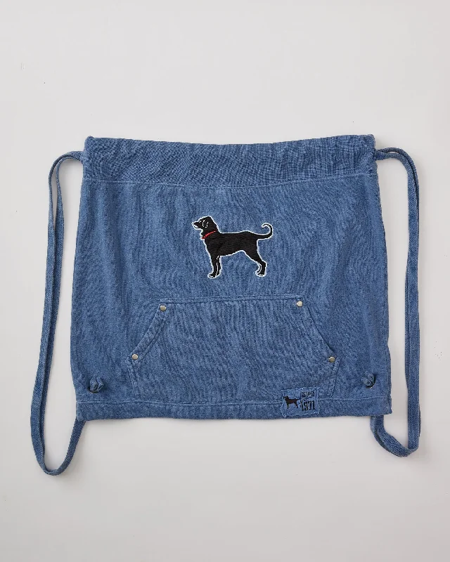 Black Dog Fleece Drawstring Bag