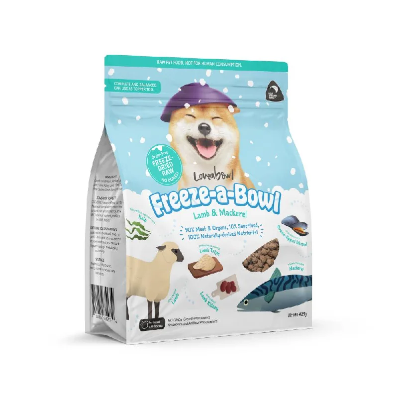 Loveabowl Dog Food Freeze A Bowl Freeze-Dried Raw Lamb & Mackerel 425g