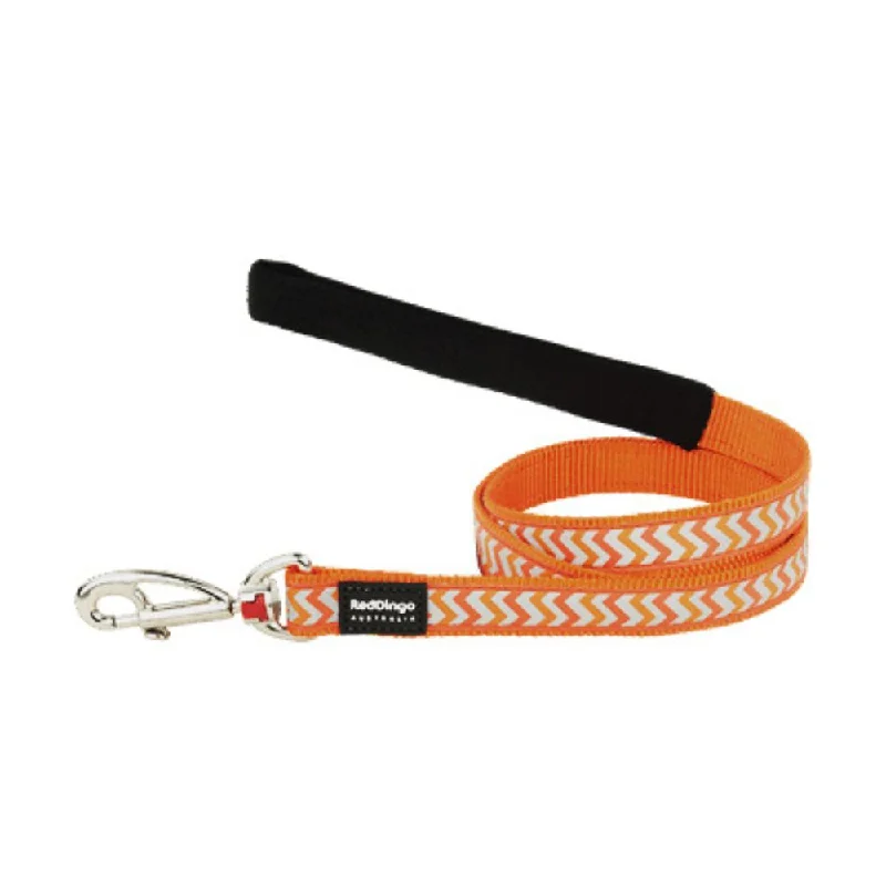 Red Dingo Dog Reflective Ziggy Lead Orange 15mm